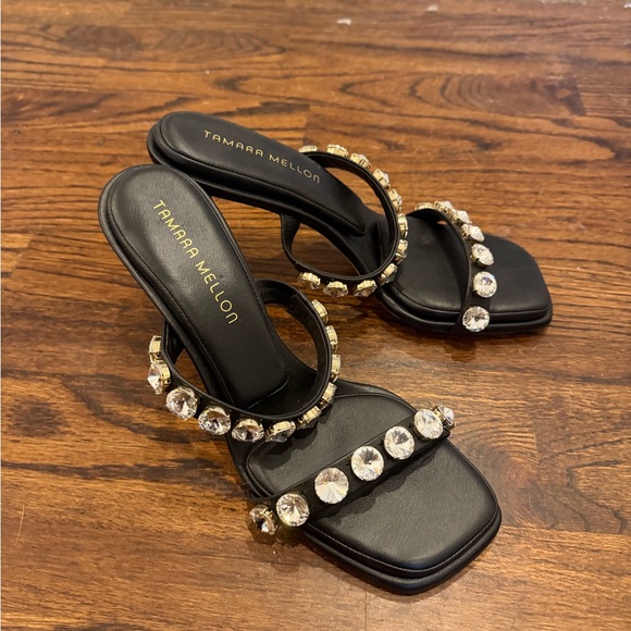 Tamara Mellon Shoes - Tamara Mellon Black Crystal Embellished Heels